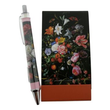 Notitieboekje en pen "Vaas met bloemen"