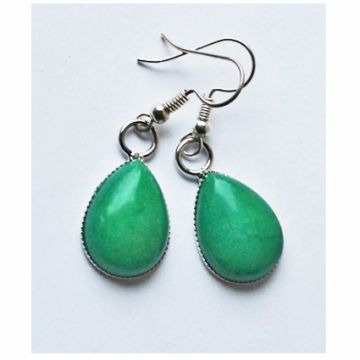 Druppel oorbellen Jade groen 18x13mm