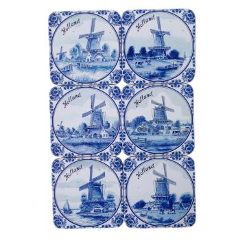 Onderzetters Hollandse Molens Delftsblauw