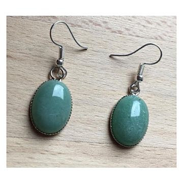 Set oorbellen Aventurijn ovaal, 18x14mm
