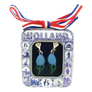 Oorbellen blauw tulpje 