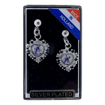 Oorbellen Zilver "Landschap Hart Kristallen Wit/Blauw"