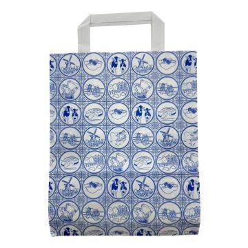 Paper Gift Bag with Blue Tile Print