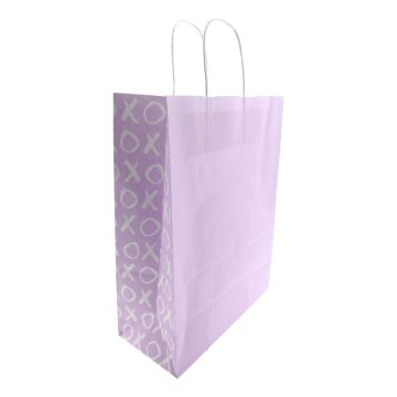 Papieren cadeautas "XOXO" Lila L (26x12x35)