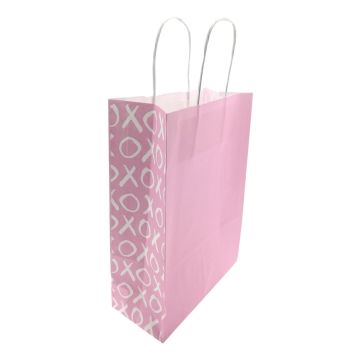 Papieren cadeautas "XOXO" Roze M (22x10x31)