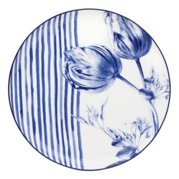 Dinerbord Tulp met strepen & versiering, 26 cm