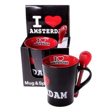 Mok I Love Amsterdam + Lepel