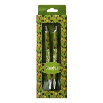 Set of 2 pens - Green Tulips