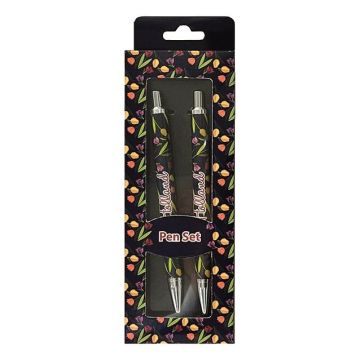 Set of 2 pens - Navy Tulips