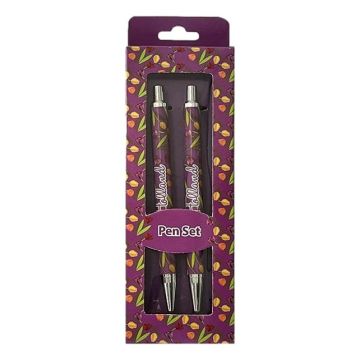 Set of 2 pens - Purple Tulips