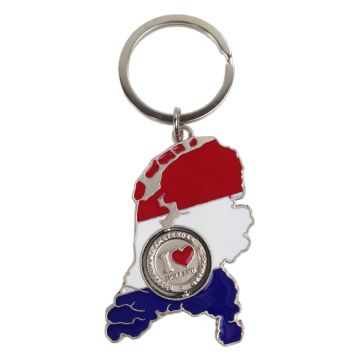 Sleutelhanger Landkaart Holland - Zilver