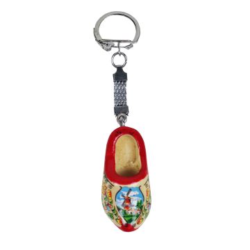 Sleutelhanger 1 houten klompje, rode zool
