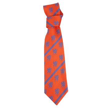 Stropdas oranje met blauwe leeuw
