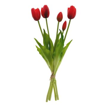 Tulpen Kunstbloem Boeket 5 stuks, 'Rood' 39 cm