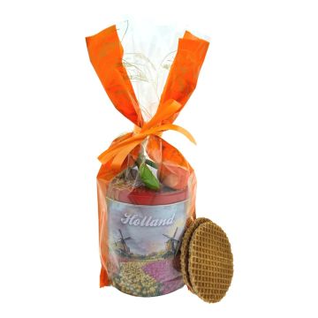 Cadeau "Houten Tulp met Stroopwafels"