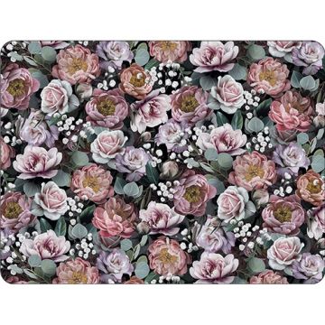 Placemat Vintage Flowers Zwart, 40x30cm