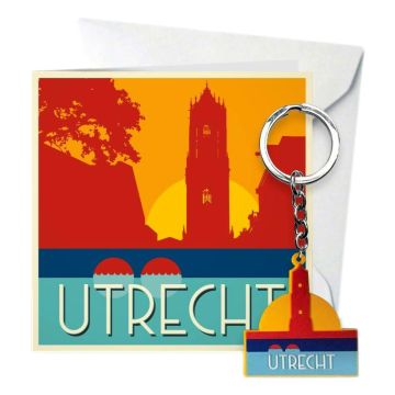 Postkaart Utrecht Silhouette met sleutelhanger 
