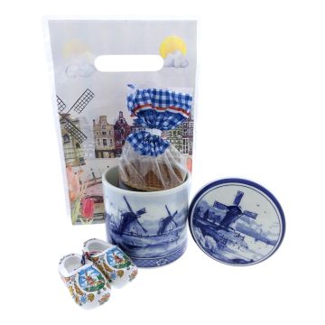 Cadeauset Stroopwafels in Delfts Blauwe Keramische voorraadpot