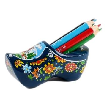 Clog Blue with pencils and sharpener