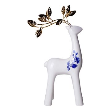 Ceramic Reindeer with Gold Antlers - 31 cm