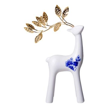 Ceramic Reindeer (Small) with Gold Antlers - 22 cm