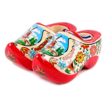 Set houten klompjes 10cm, Rode Zool