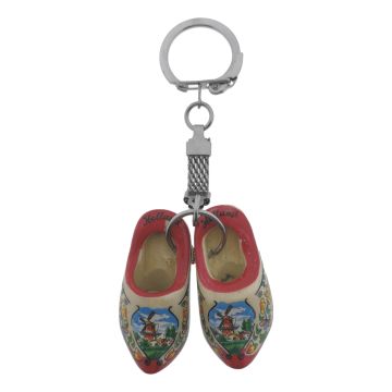 Sleutelhanger 2 Rode Zool houten klompjes