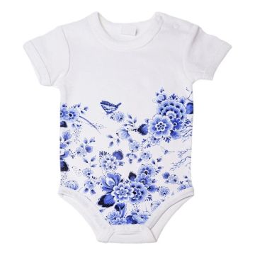 Baby romper Delfts blauw Bloemen