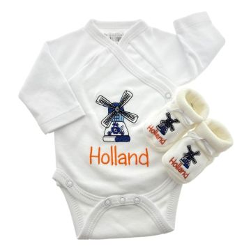 Baby romper cadeauset Molen met slofjes
