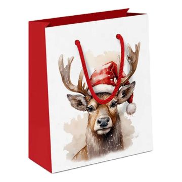 Luxe Cadeautas Rendier Kerstman - Wit