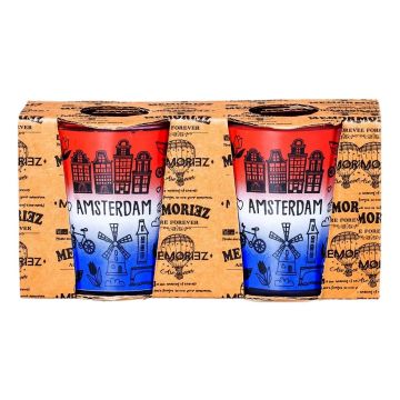 Memoriez Set Amsterdam Shotglaasjes Rood/Wit/Blauw - 2 stuks