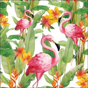 Pakje Servetten "Witte Flamingo's" (20 stuks)