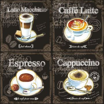 Pakje Servetten "Soorten Koffie" (20 stuks)