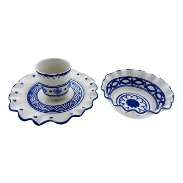 Ontbijtset Majolica – Blauw/Wit – 3-delig