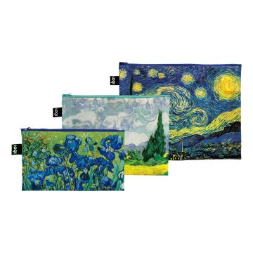 LoQi Vincent van Gogh Starry Night, Wheatfield, Irises Recycled Zip Pockets