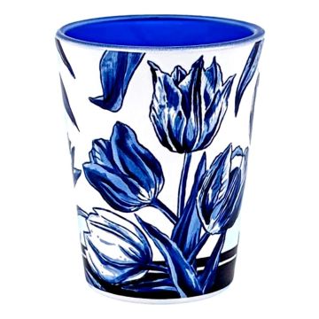 Shotglas Tulpen Delfts Blauw – Souvenir met Bloemen