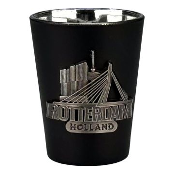 Shotglas Rotterdam Skyline - Zwart Metaallook