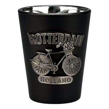 Shotglas Rotterdam Fiets - Zwart Metaallook