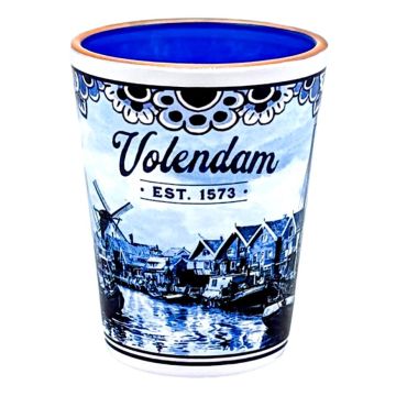 Shotglas Delfts Blauw Volendam – Souvenir met Haven en Molen
