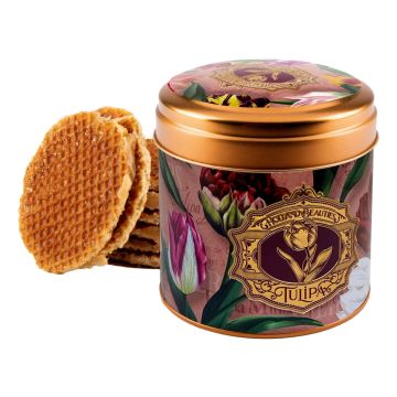 Stroopwafels in Blik "Roze Tulpen"