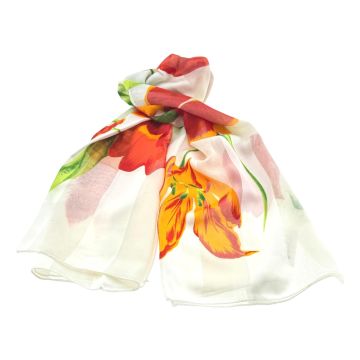 Shawl Tulip Design, white