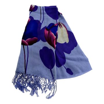 Robin Ruth Sjaal "Paars met Blauwe Tulpen"