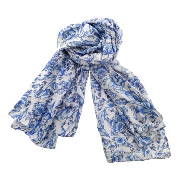 Sjaal "Tulpen Delfts Blauw - Satijn Zacht"