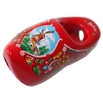 Wooden shawl clog, red