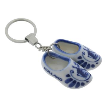 Sleutelhanger met 2 Delfts blauwe klompjes