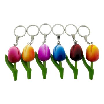 Cadeauset Sleutelhangers Set 6 Houten Tulp Holland, 8 cm