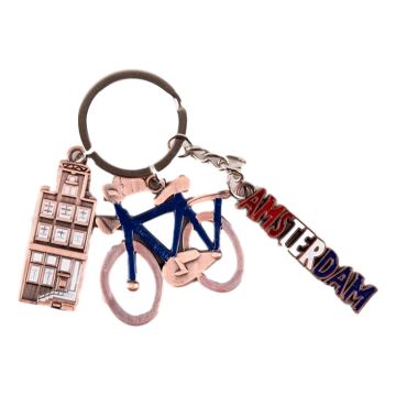 Sleutelhanger "Fiets, Amsterdam, Blauw"