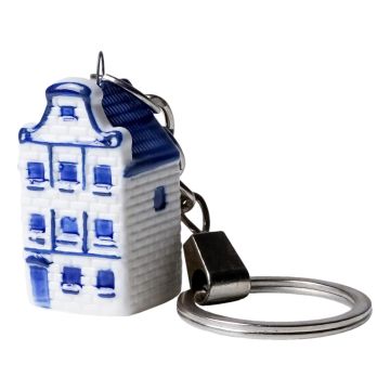 Delfts Blauw Huisje Sleutelhanger