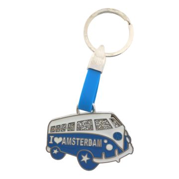 Sleutelhanger "VW Busje Blauw - Amsterdam"
