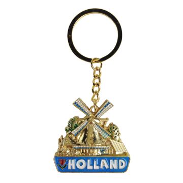 Sleutelring Holland Molen Goudkleurig